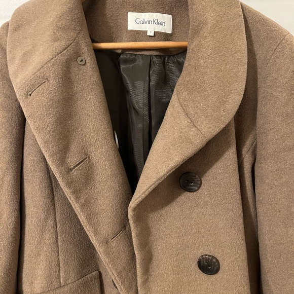 60%WoolCalvin Klein Tan Wool Blend Coat - Picture 2 of 8